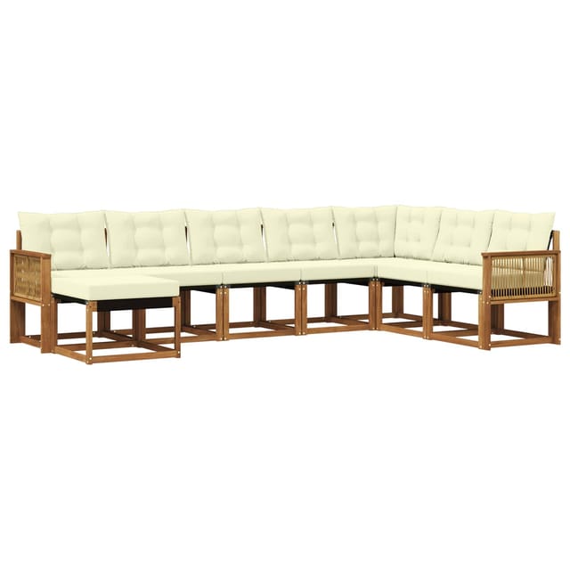 vidaXL Outdoor-Sofagarnitur mit Kissen 8 Stk Natur und Creme 3382146