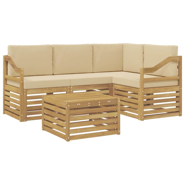 vidaXL Outdoor-Sofagarnitur 5 Stk Weiß und Beige 59 x 59 x 37 cm 3391813
