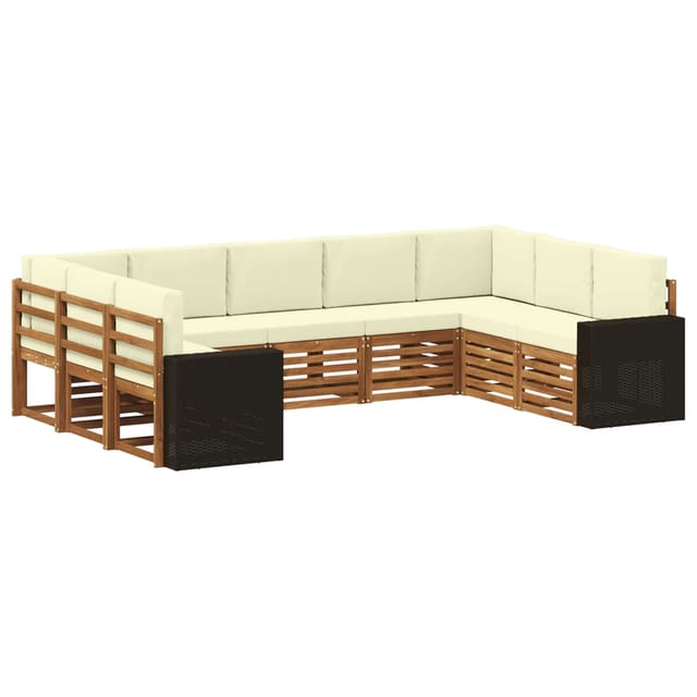 vidaXL Ecksofa Set mit Kissen 9 Stk Natur und Creme Polyester 3384841