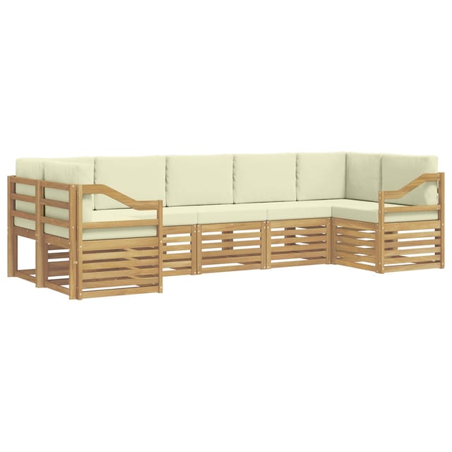 vidaXL Ecksofa Set mit Kissen 7 Stk Weiß und Creme Polyester 3392450