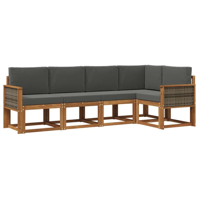 vidaXL Outdoor-Sofagarnitur 5 Stk Natur und Anthrazit Polyester 3385208