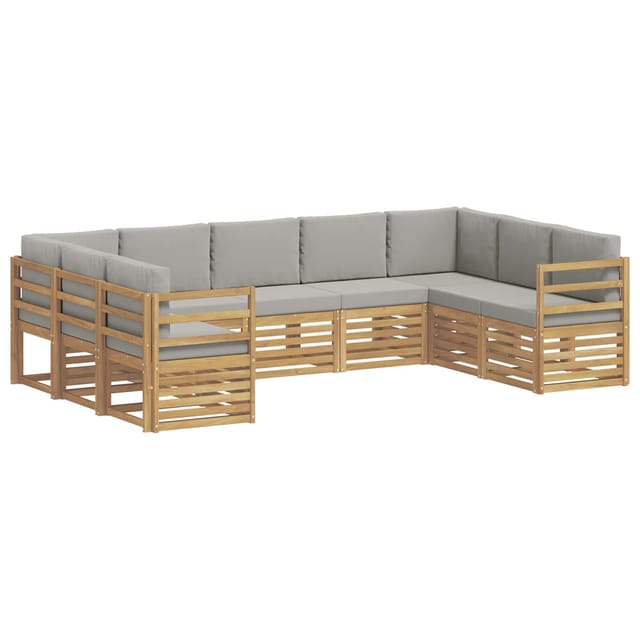vidaXL Ecksofa Set 9 Stk Weiß und Hellgrau 304 x 185,5 x 73 cm 3392486