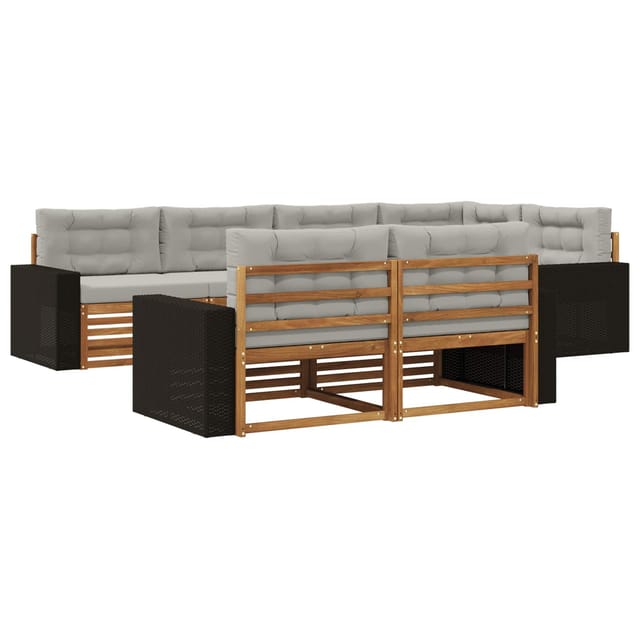vidaXL Outdoor-Sofagarnitur mit Kissen 7 Stk Natur und Hellgrau 3383484