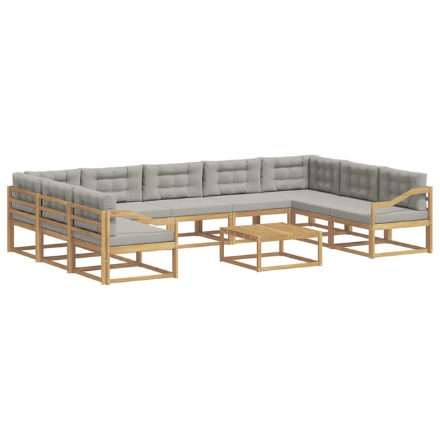 vidaXL Outdoor-Sofagarnitur mit Kissen 10 Stk Weiß und Hellgrau 3387085