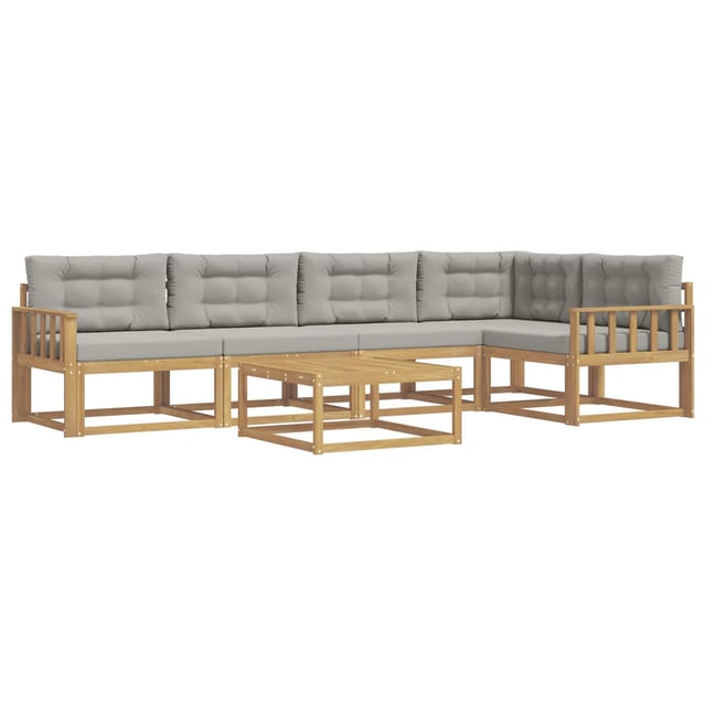 vidaXL Outdoor-Sofagarnitur 6 Stk Weiß und Hellgrau 79 x 79 x 37 cm 3386475
