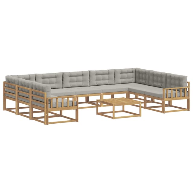 vidaXL Outdoor-Sofagarnitur mit Kissen 10 Stk Weiß und Hellgrau 3387065