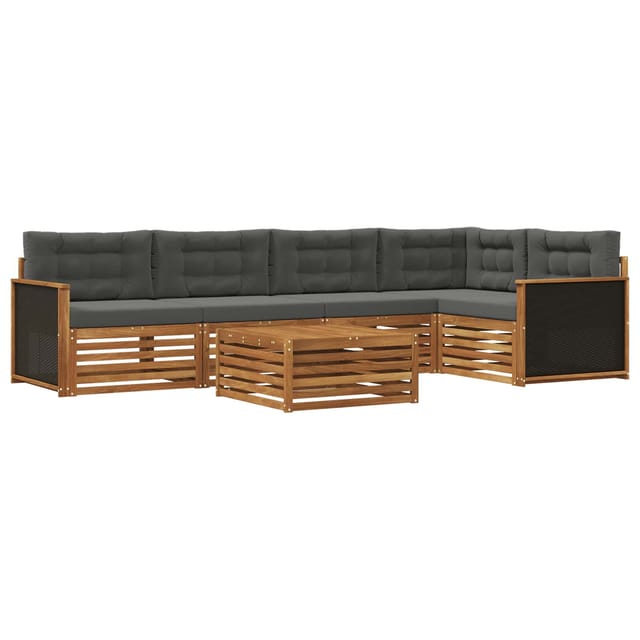 vidaXL Outdoor-Sofagarnitur 6 Stk Natur und Anthrazit 79 x 79 x 37 cm 3383375
