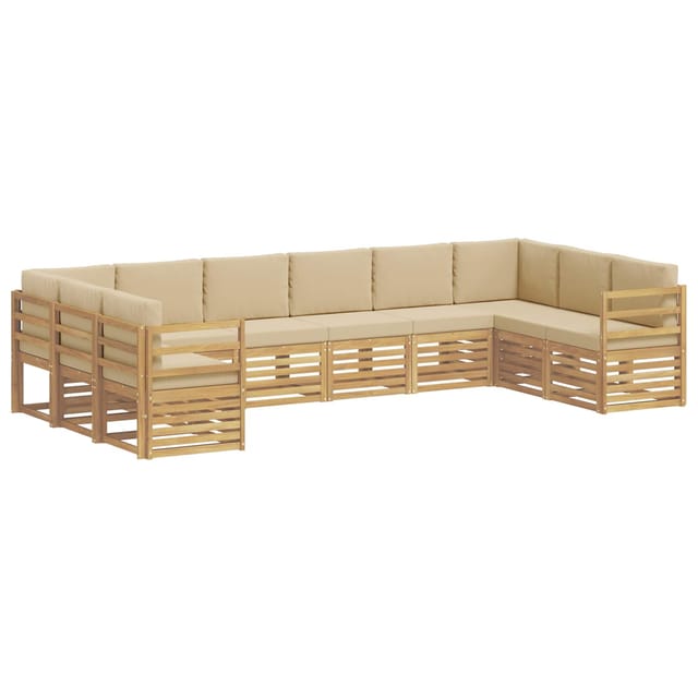 vidaXL Ecksofa Set 10 Stk Weiß und Beige 363 x 185,5 x 73 cm Polyester 3392568