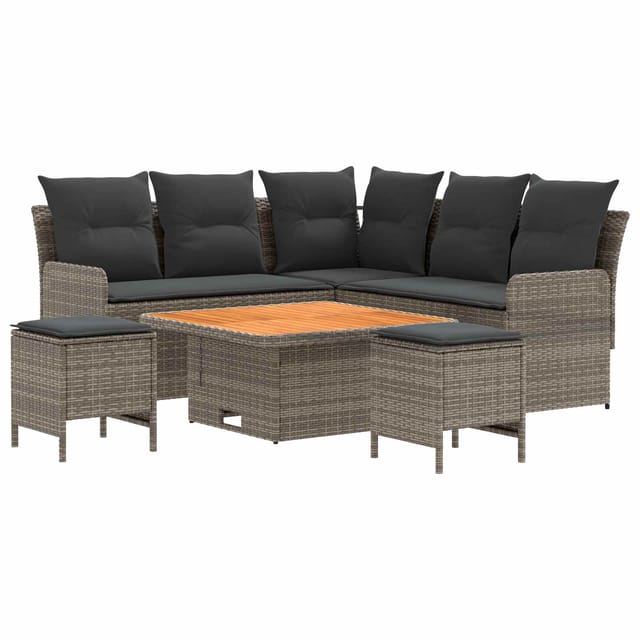 vidaXL Möbelsets mit Kissen 6 Stk Grau und Dunkelgrau PE-Rattan 3422183