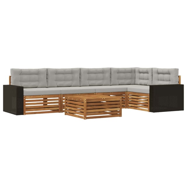 vidaXL Outdoor-Sofagarnitur 6 Stk Natur und Hellgrau 3383394