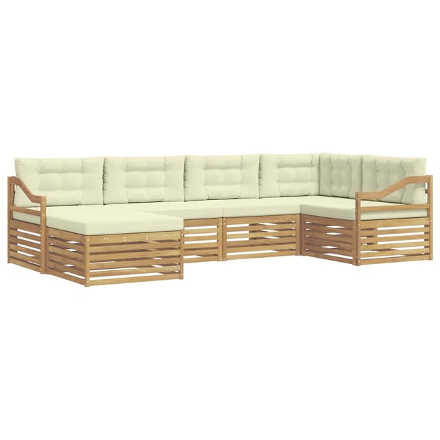 vidaXL Outdoor-Sofagarnitur mit Kissen 6 Stk Weiß und Creme Polyester 3390780