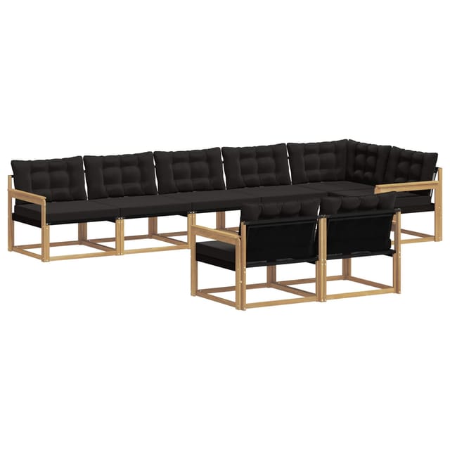 vidaXL Outdoor-Sofagarnitur mit Kissen 8 Stk Weiß und Schwarz 3388798