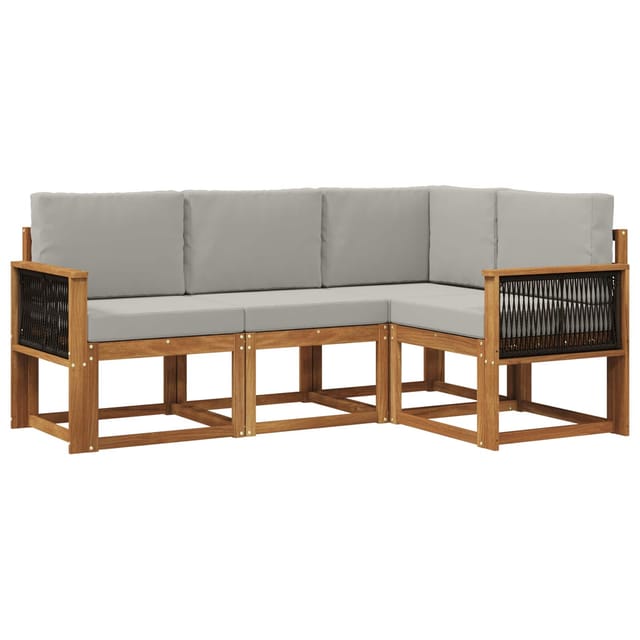 vidaXL Outdoor-Sofagarnitur 4 Stk Natur und Hellgrau Polyester 3385172