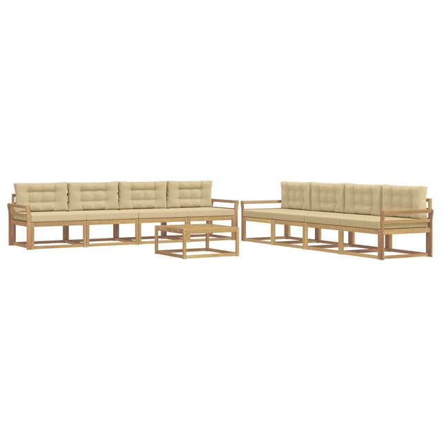 vidaXL Outdoor-Sofagarnitur 9 Stk Weiß und Beige 79 x 79 x 37 cm 3386237