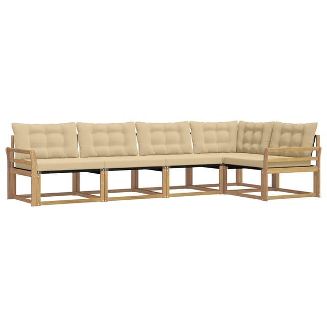 vidaXL Outdoor-Sofagarnitur mit Kissen 5 Stk Weiß und Beige 3388687
