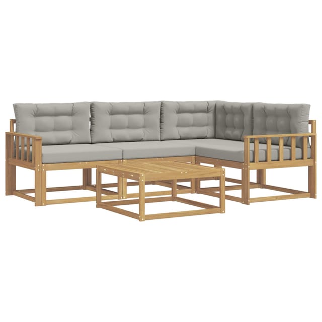 vidaXL Outdoor-Sofagarnitur 5 Stk Weiß und Hellgrau 79 x 79 x 37 cm 3386405