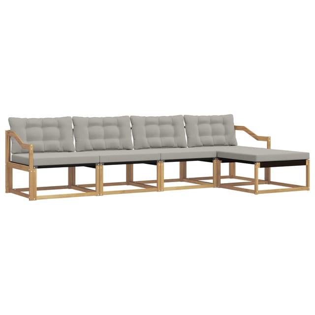 vidaXL Outdoor-Sofagarnitur mit Kissen 5 Stk Weiß und Hellgrau 3388597
