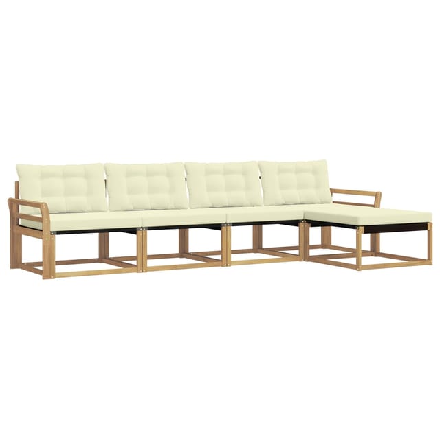 vidaXL Outdoor-Sofagarnitur mit Kissen 5 Stk Weiß und Creme 3388588