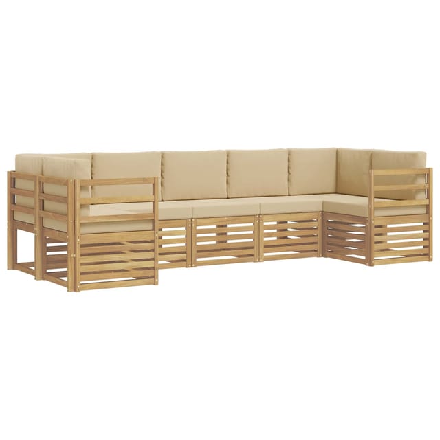 vidaXL Ecksofa Set 7 Stk Weiß und Beige 304 x 126,5 x 73 cm Polyester 3392418