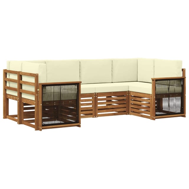 vidaXL Ecksofa Set mit Kissen 5 Stk Natur und Creme 3384771