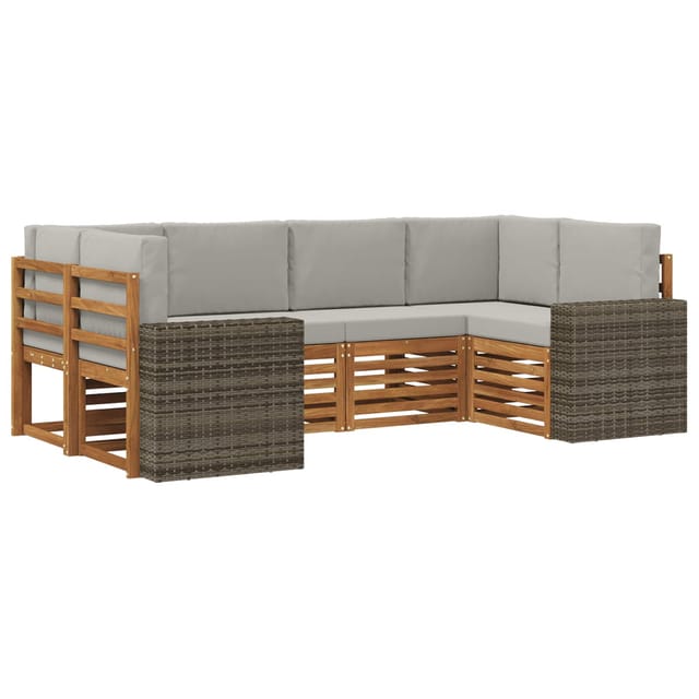 vidaXL Ecksofa Set mit Kissen 6 Stk Natur und Hellgrau Polyester 3384787