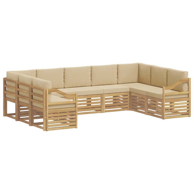 vidaXL Ecksofa Set 9 Stk Weiß und Beige 304 x 185,5 x 73 cm Polyester 3392523