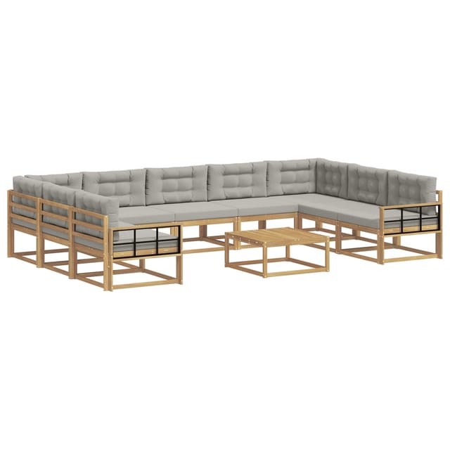 vidaXL Outdoor-Sofagarnitur mit Kissen 10 Stk Weiß und Hellgrau 3387080