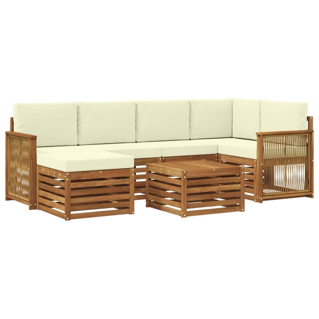 vidaXL Ecksofa Set mit Kissen 6 Stk Natur und Creme 3384596