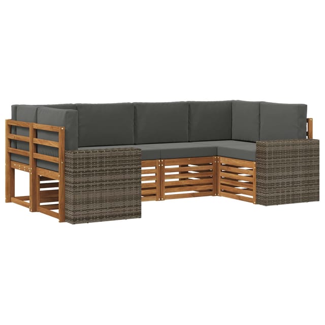 vidaXL Ecksofa Set mit Kissen 6 Stk Natur und Anthrazit Polyester 3384788
