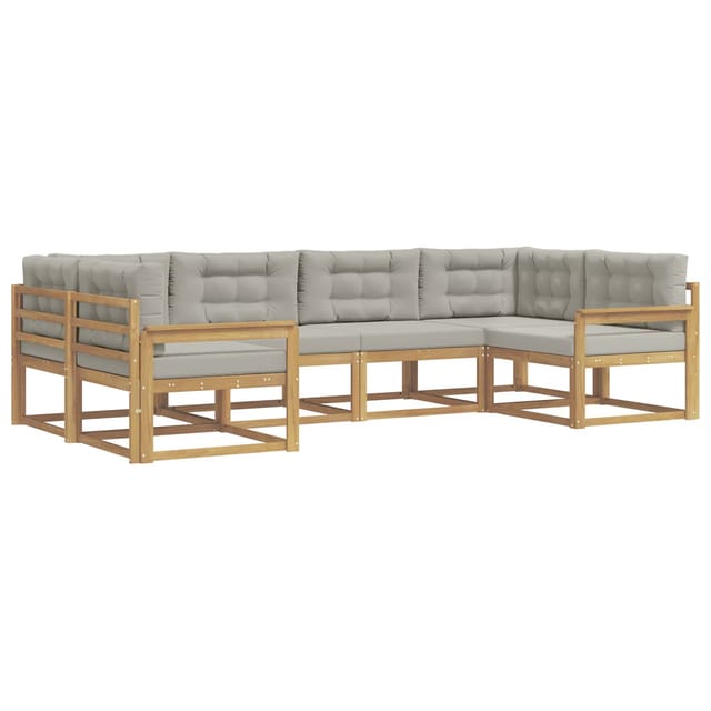 vidaXL Outdoor-Sofagarnitur mit Kissen 6 Stk Weiß und Hellgrau 3386925