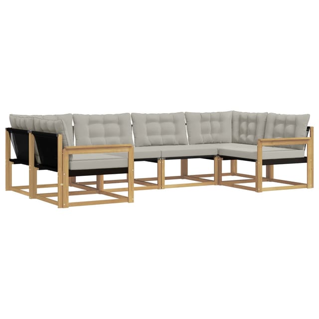 vidaXL Outdoor-Sofagarnitur mit Kissen 6 Stk Weiß und Hellgrau 3389013