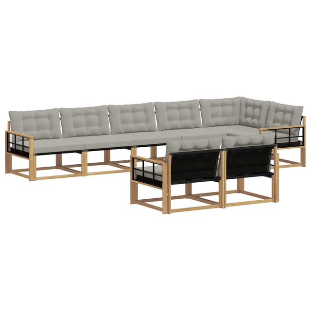 vidaXL Outdoor-Sofagarnitur mit Kissen 8 Stk Weiß und Hellgrau 3388809