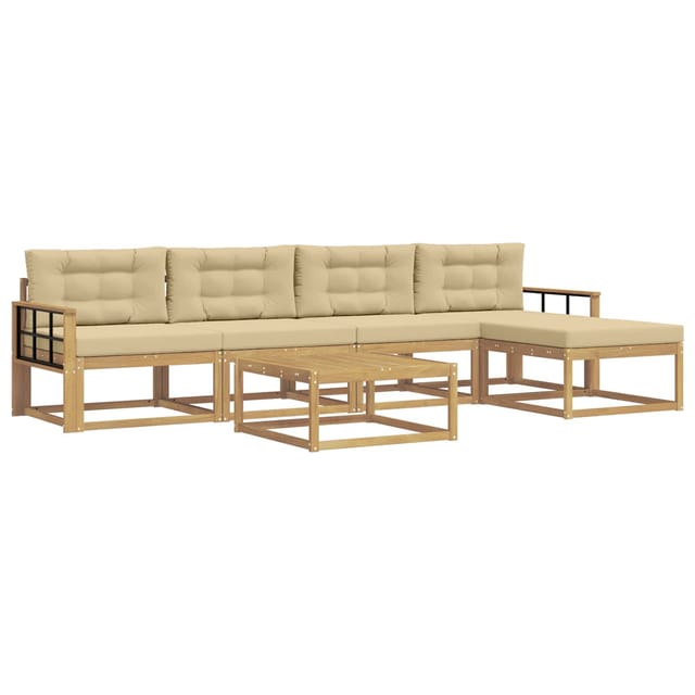 vidaXL Outdoor-Sofagarnitur 6 Stk Weiß und Beige 79 x 79 x 37 cm 3386352