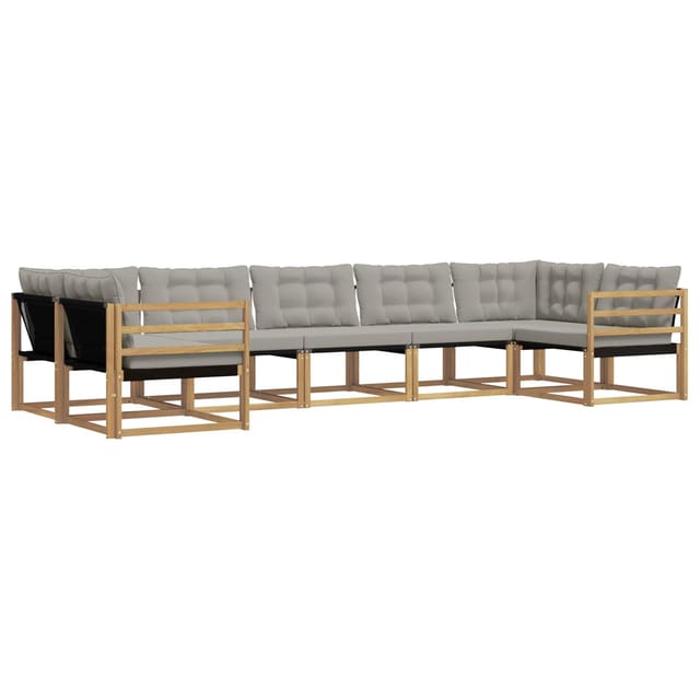 vidaXL Outdoor-Sofagarnitur mit Kissen 7 Stk Weiß und Hellgrau 3389033