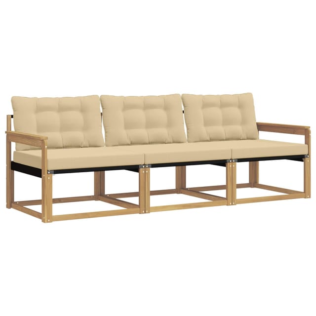 vidaXL Outdoor-Sofagarnitur mit Kissen 3 Stk Weiß und Beige 3388367