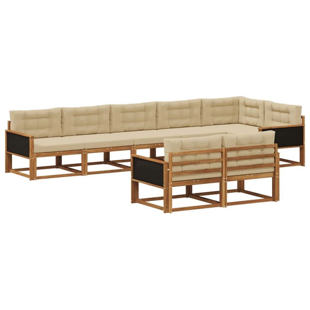 vidaXL Outdoor-Sofagarnitur mit Kissen 8 Stk Natur und Beige 3382656