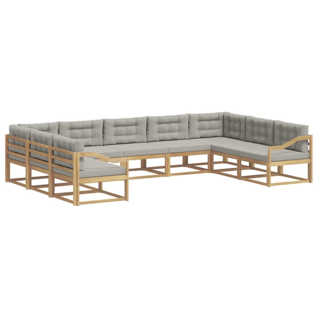 vidaXL Outdoor-Sofagarnitur mit Kissen 9 Stk Weiß und Hellgrau 3387050