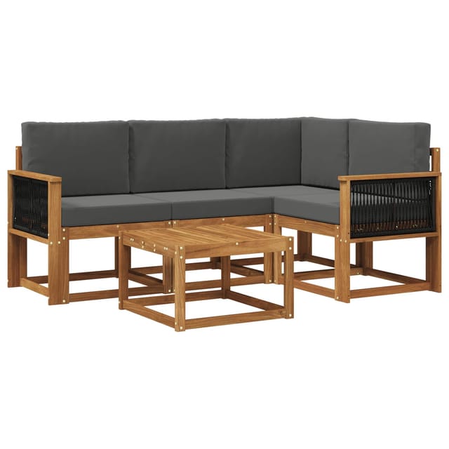 vidaXL Outdoor-Sofagarnitur 5 Stk Natur und Anthrazit Polyester 3385193