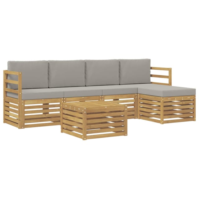 vidaXL Outdoor-Sofagarnitur 6 Stk Weiß und Hellgrau 59 x 59 x 37 cm 3391696