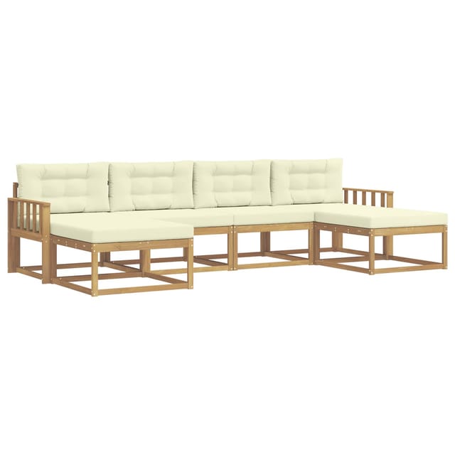 vidaXL Outdoor-Sofagarnitur mit Kissen 6 Stk Weiß und Creme 3386824