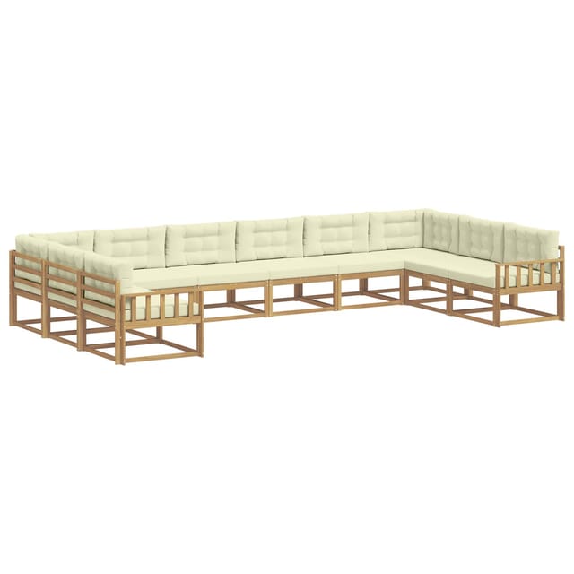 vidaXL Outdoor-Sofagarnitur mit Kissen 10 Stk Weiß und Creme 3387099