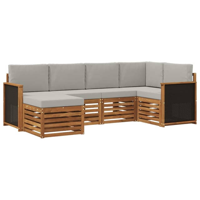 vidaXL Ecksofa Set mit Kissen 5 Stk Natur und Hellgrau 3384552