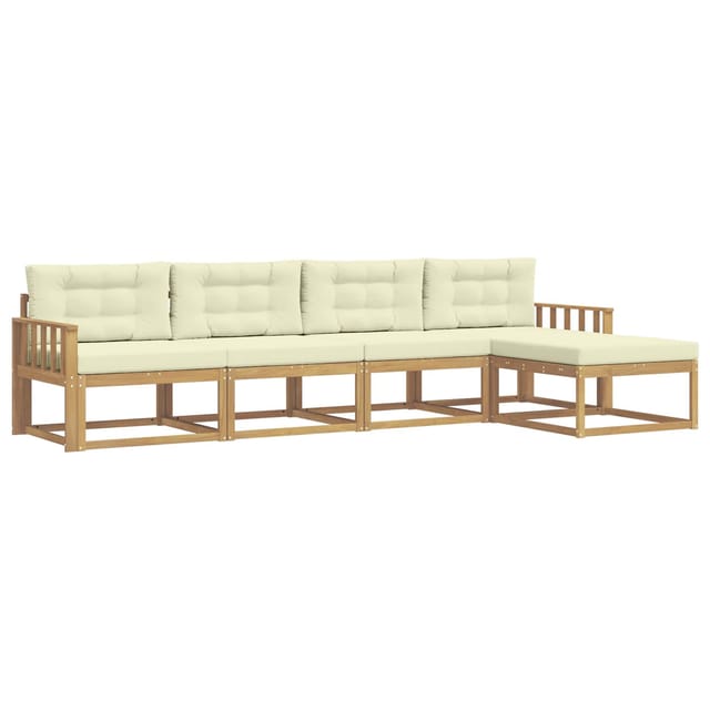 vidaXL Outdoor-Sofagarnitur mit Kissen 4 Stk Weiß und Creme Polyester 3386299