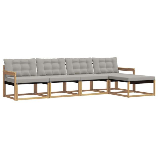 vidaXL Outdoor-Sofagarnitur mit Kissen 5 Stk Weiß und Hellgrau 3388581
