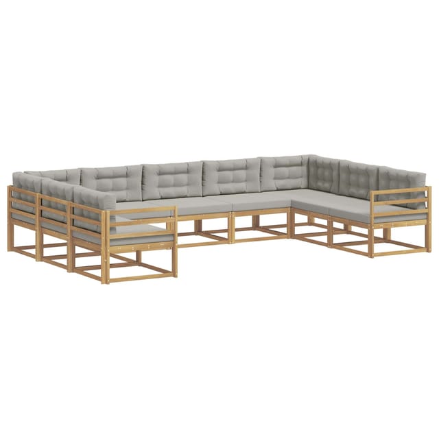 vidaXL Outdoor-Sofagarnitur mit Kissen 9 Stk Weiß und Hellgrau 3387020
