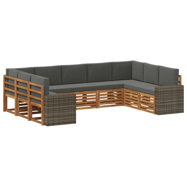 vidaXL Ecksofa Set mit Kissen 9 Stk Natur und Anthrazit Polyester 3384848