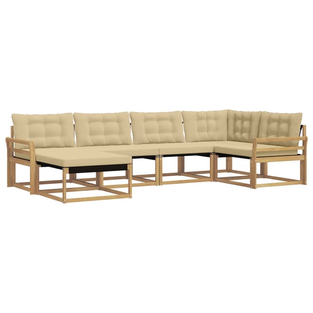 vidaXL Outdoor-Sofagarnitur mit Kissen 6 Stk Weiß und Beige 3388855