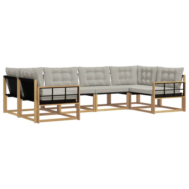 vidaXL Outdoor-Sofagarnitur mit Kissen 6 Stk Weiß und Hellgrau 3389025