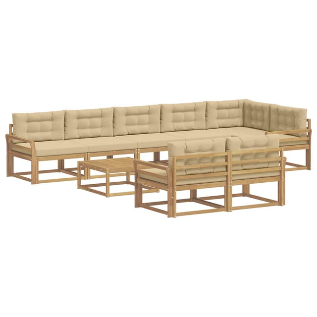 vidaXL Outdoor-Sofagarnitur 9 Stk Weiß und Beige 79 x 79 x 37 cm 3386657
