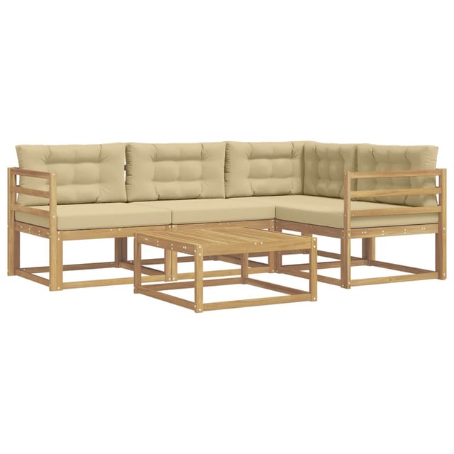 vidaXL Outdoor-Sofagarnitur 5 Stk Weiß und Beige 79 x 79 x 37 cm 3386397